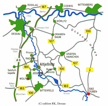 Anfahrt zum Irrgarten-Altjeßnitz